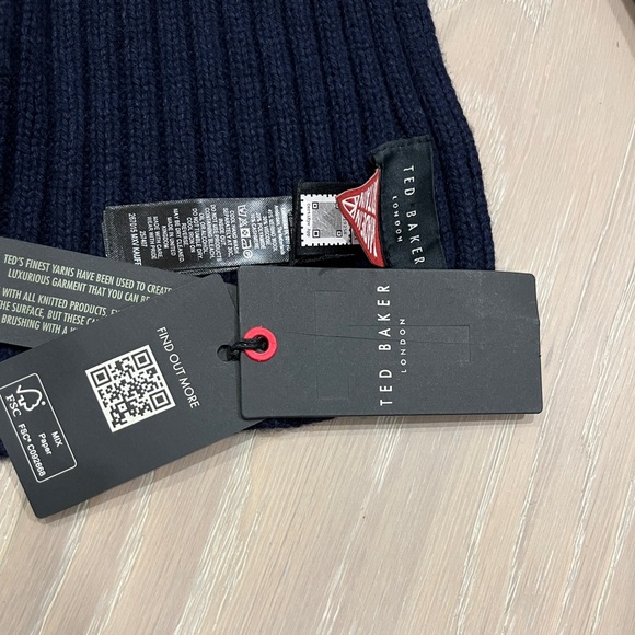 Ted Baker mens Kauff scarf. Navy blue. NWT - Picture 7 of 10